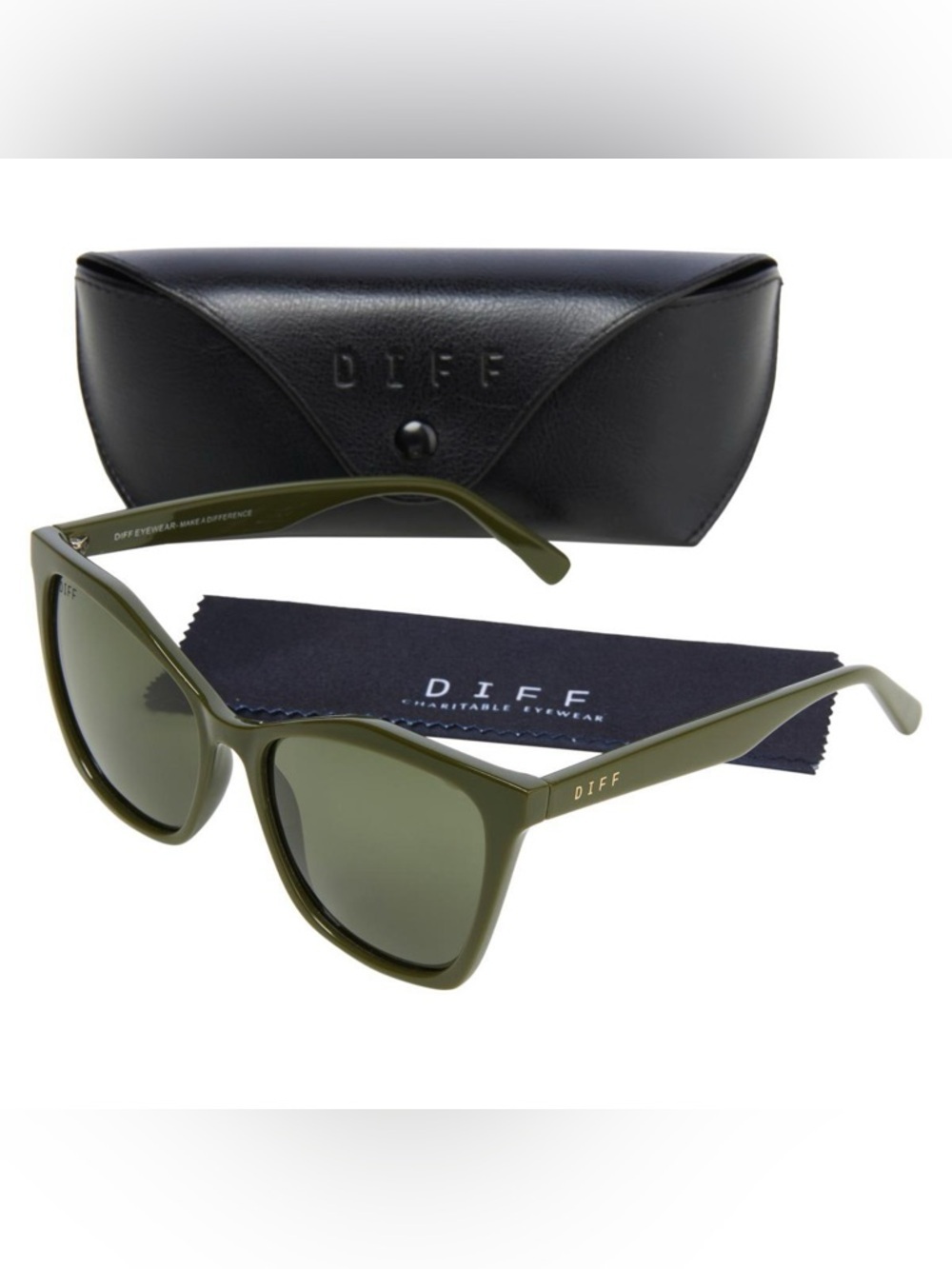 NEW DIFF Eyewear Sunglasses Olive Green Cassidy Polarized